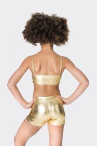 Nylon hot shorts Metallic gold