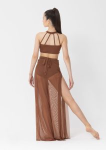 mesh performance crop mocha brown