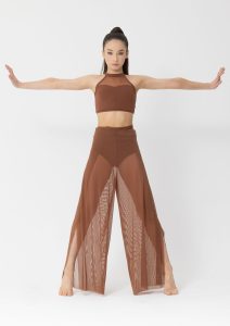 mesh performance crop mocha brown