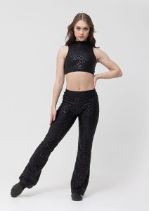 sequin stage pants black