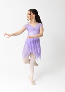 candice dress in lilac with beautiful lace pattern lyrical costume