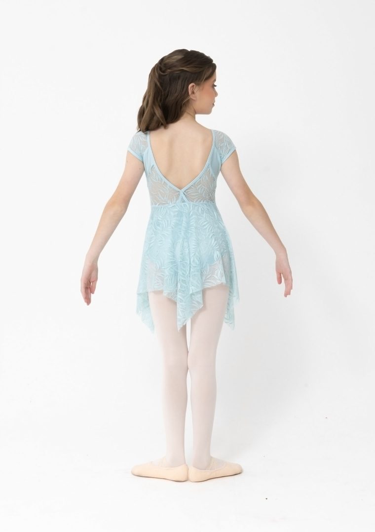 candice dress in pale blue with beautiful lace pattern lyrical costume