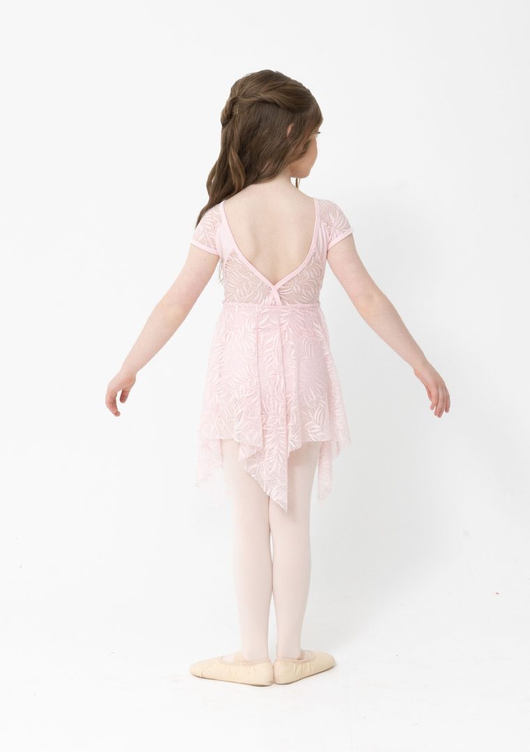 candice dress in pale pink with beautiful lace pattern lyrical costume