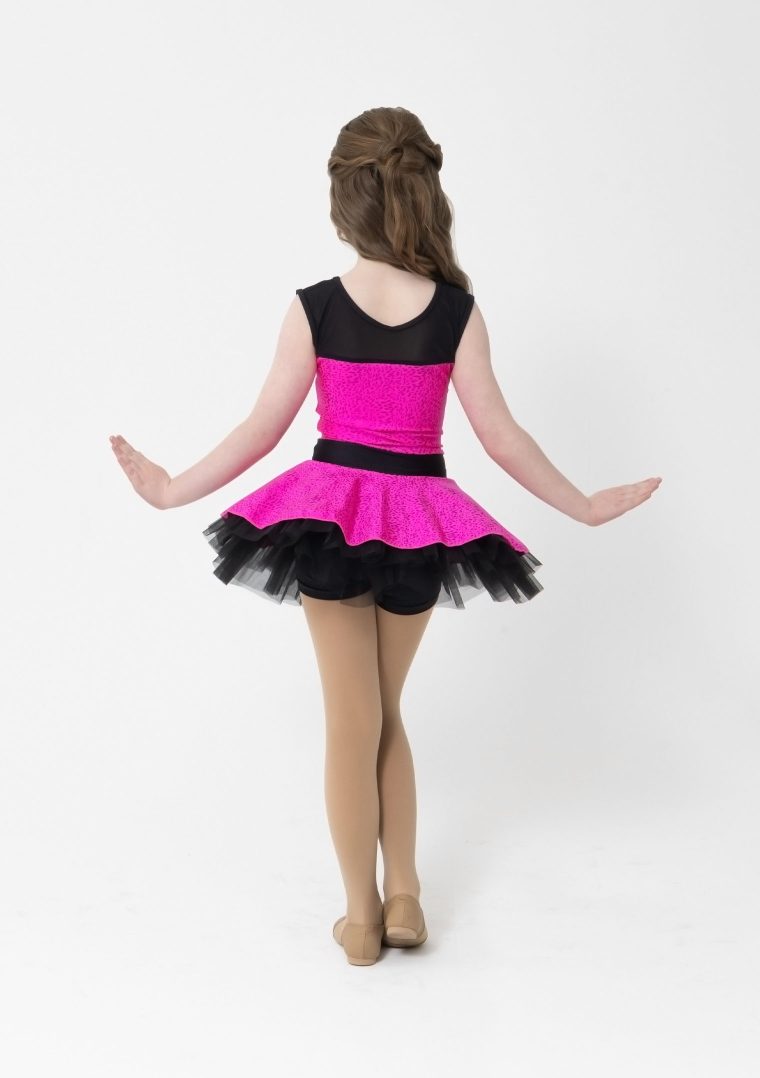 Trixie dress with metallic pattern in hot pink jazz costume