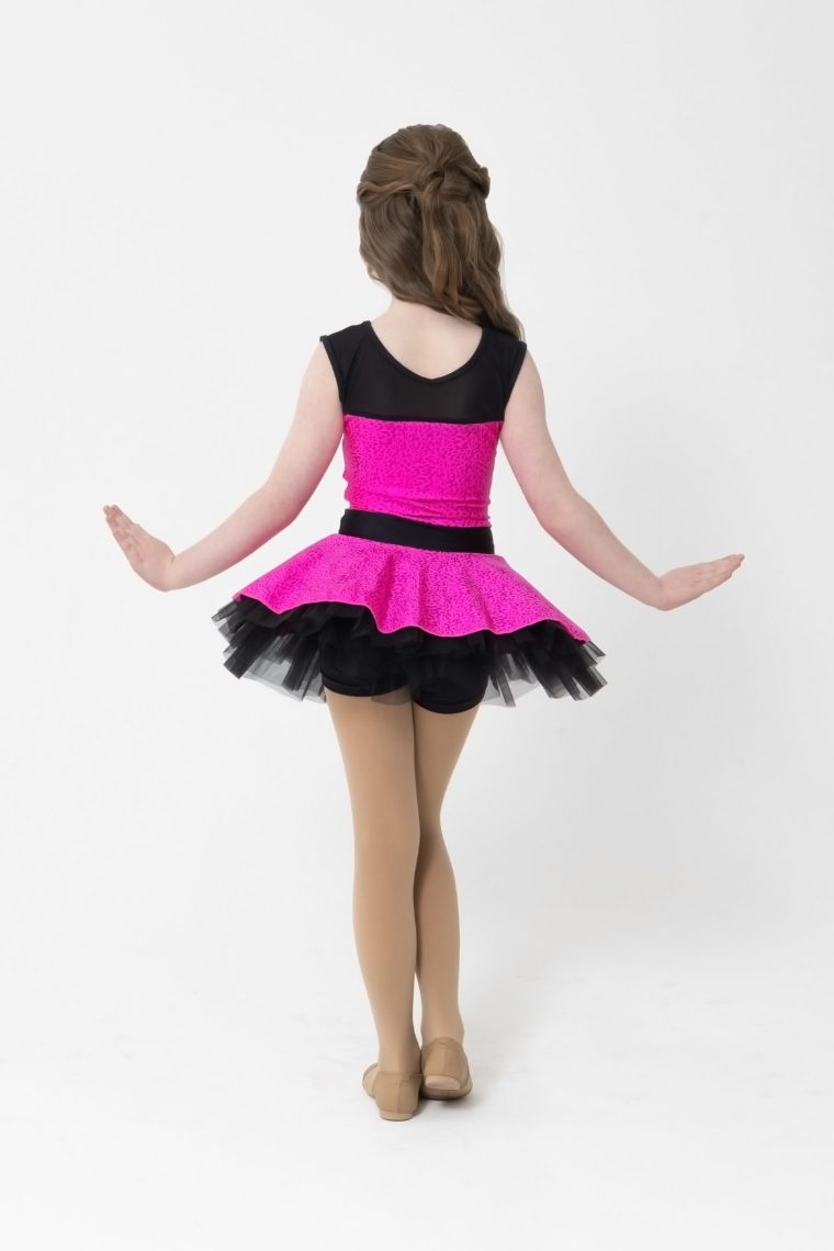 Trixie dress with metallic pattern in hot pink jazz costume