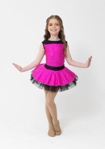 Trixie dress with metallic pattern in hot pink jazz costume